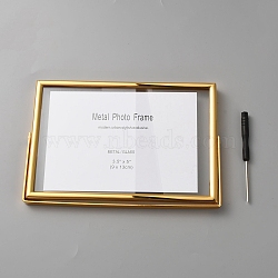Alloy Photo Frame Stand, with Glass Window and Screwdriver, Rectangle, Golden, 112x165x11.5mm(AJEW-WH0077-110B)