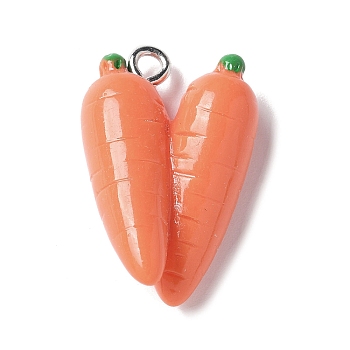 Resin Rron Pendants, Artificial Vegetable, Corn, Peppers, Pumpkin, Carrots, Carrot, 25x16.5x7.5mm, Hole: 2mm