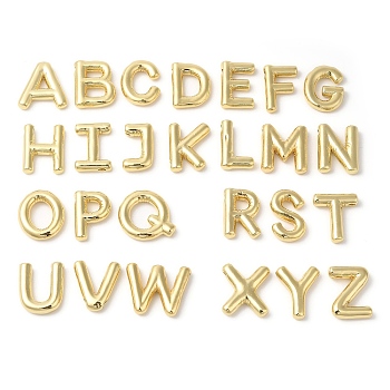 Eco-Friendly Rack Plating Brass Pendants, Long-Lasting Plated, Lead Free & Cadmium Free, Real 18K Gold Plated, Letter Charm, Letter A~Z, 21~23x13~26x4.5~5.5mm, Hole: 2.5~3.5x1.5~2mm, 26pcs/set