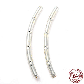 925 Sterling Silver Tube Beads, Bamboo Tube Beads, Silver, 30x2x2mm, Hole: 1.2mm