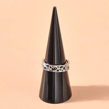 Acrylic Organic Glass Ring Displays, Cone, Black, 25.5x69mm