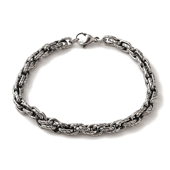 316 Surgical Stainless Steel Rope Chain Bracelets, Antique Silver, 8-1/4 inch(21.1cm)