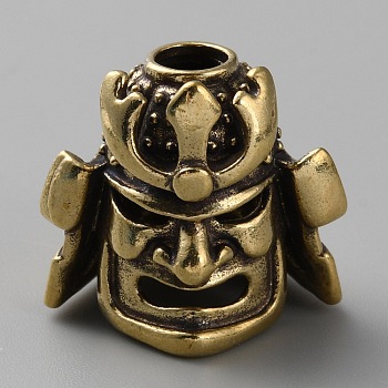 Brass European Beads, Large Hole Beads, Samurai, Antique Bronze, 21x22x19mm, Hole: 4.8mm