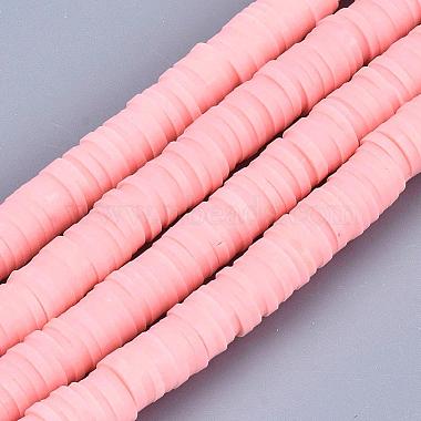 3mm Pink Flat Round Polymer Clay Beads