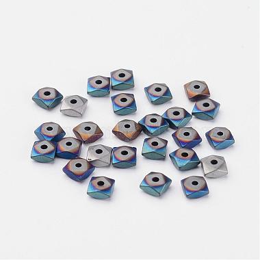 Frosted Square Electroplate Non-Magnetic Synthetic Hematite Beads(X-G-P046-08)-2