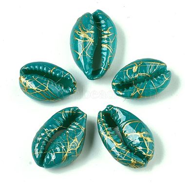 Perles de coquille de cauris naturelles peintes à la bombe(X-SSHEL-R047-03-A02)-2