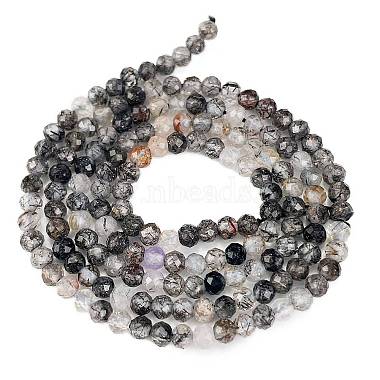 negro perlas de cuarzo rutilado hebras naturales(G-H003-B05-02A)-5