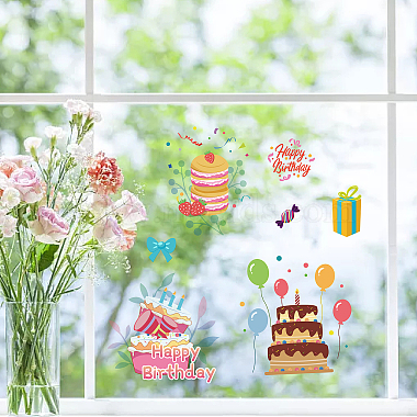 8 Sheets 8 Styles Birthday Cake PVC Waterproof Wall Stickers(DIY-WH0345-082)-5