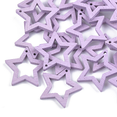 25mm Lilac Star Wood Pendants