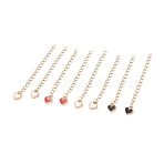 304 Stainless Steel Chain Extenders with Heart Alloy Enamel Charm, Golden, Mixed Color, 57x3mm(FIND-JF00096)