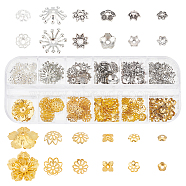 Alloy & Brass Bead Caps, Flower, Mixed Color, Bead Container: 13x5x1.5cm(KK-PH0034-64)