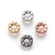 Brass Micro Pave Cubic Zirconia Beads, Ring, Clear, Mixed Color, 6~6.5x2.5mm, Hole: 3mm(ZIRC-F098-01)