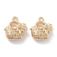 Brass Micro Pave Cubic Zirconia Pendants, Bag Charms, Real 18K Gold Plated, 12x11x6mm, Hole: 1.2mm(KK-M102-44G)