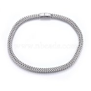 304 Stainless Steel Wheat Chain Necklaces, with Magnetic Clasps, Stainless Steel Color, 23.62 inch(60cm), 12mm(NJEW-H493-14P)