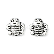 Zinc Alloy Beads, Lead Free & Cadmium Free, 3D Bees, Antique Silver, 9x9x4mm, Hole: 1mm(PALLOY-ZN29435-AS-LF)