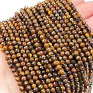Natural Tiger Eye Beads Strands, Faceted Round, 3.5mm, Hole: 0.6mm, about 119pcs/strand, 15.35 inch(39cm)(G-M399-03C)
