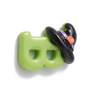 Halloween Theme Opaque Resin Cabochons, Green Yellow, Face Mask Pattern, 23x13x13mm(RESI-E035-01Q)