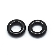 Natural Black Agate Charms, Ring, 12x2.5mm, Inner Diameter: 6mm(G-E515-12A)
