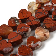 Natural Red Jasper Beads Strands, Heart, 6x6.5x3mm, Hole: 1mm, about 70pcs/strand, 15.24''(38.7cm)(G-L420-25-6mm-01)