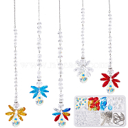Crystal Suncatcher Making Kit for Hanging Pendant Ornament, Including Teardrop & Round Glass Pendants & Beads, Brass Cable Chains, 304 Stainless Steel S Hook Findings, Mixed Color, 145Pcs/box(DIY-SC0020-48)