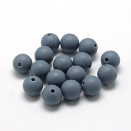 Food Grade Eco-Friendly Silicone Beads, Round, Slate Gray, 12mm, Hole: 2mm(SIL-R008B-15)