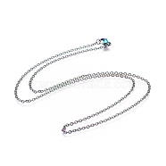 304 Stainless Steel Cable Chain Necklaces, with Lobster Claw Clasps, Rainbow Color, 19.6 inch(50cm), 2mm(MAK-F029-01-A)