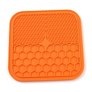 Silicone Dog Lick Mat, with Suction Cups, Slow Feeder Dog Bowls, for Dog Anxiety Relief, Square, Orange, 210x210x7mm(AJEW-C005-01D)