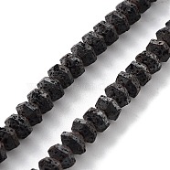 Natural Lava Rock Beads Strands, Frosted Hexagon, 4x6x6.5mm, Hole: 1mm, about 94pcs/strand, 15.75 inch(40cm)(G-H303-C18)