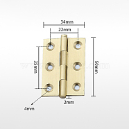 Brass Hinge, Wardrobe Door and Table Accessories, Light Gold, 50x34x1.4mm, Hole: 4mm(CABI-PW0001-163-E02)