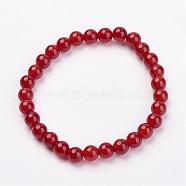 Natural Carnelian(Dyed) Stretch Bracelets, Round, 48mm(1-7/8 inch), Bead: 65mm(G-N0264-08)
