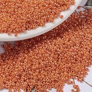 MIYUKI Round Rocailles Beads, Japanese Seed Beads, 15/0, (RR423) Opaque Light Orange Luster, 15/0, 1.5mm, Hole: 0.7mm, about 27777pcs/50g(SEED-X0056-RR0423)