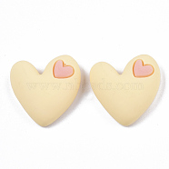 Opaque Resin Cabochons, Heart, Champagne Yellow, 19x20x8mm(CRES-N022-66E)
