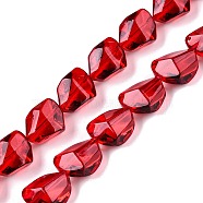 Electroplate Glass Beads Strands, Faceted, Stone, Red, 15.5~16x12x9mm, Hole: 1.4mm, about 39~40pcs/strand, 22.99~24.65 inch(58.4~62.6cm)(EGLA-N012-05A)