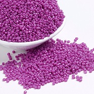 Baking Paint Glass Seed Beads, Magenta, 12/0, 1.5~2mm, Hole: 0.5~1mm, about 3333pcs/50g, 50g/bag, 18bags/2pounds(SEED-US0003-2mm-K21)