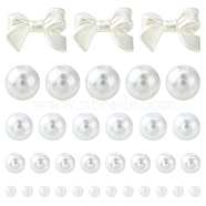 5 Style Imitation Pearl Acrylic Beads, Round & Bowknot, White, 3~24x3~33x3~9.5mm, Hole: 1~2mm(OACR-FS0001-31)
