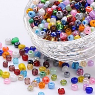 Glass Seed Beads, Round Hole Rocailles, Mixed Color, about 4mm in diameter, Hole: 1mm,(SDB4mm)