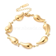 Stainless Steel Water Drop Link Chain Bracelets for Women, Real 18K Gold Plated, 7 inch(17.8cm)(BJEW-Z076-05G)