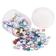 PandaHall Elite Glass Cabochons, with Glitter Powder, Square, Mixed Color, 7.2x6.5cm, about 300pcs/box(GLAA-PH0007-24)