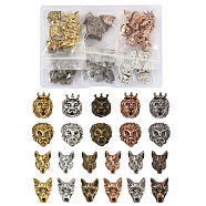 Fashewelry 44Pcs 22 Styles Tibetan Style Alloy Beads, Lion Head & Wolf Head, Mixed Color, 2pcs/style(FIND-FW0001-16)