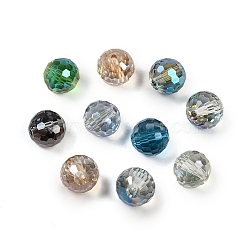 Transparent Electroplate Glass Beads, Faceted, Round, Mixed Color, 10x9mm, Hole: 1.4mm(EGLA-N002-31-G)