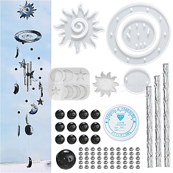 DIY Sun & Moon & Star Wind Chime Making Kits, Including Silicone Molds, Aluminum Tube, Acrylic Beads and Crystal Thread, White, 74pcs/set(DIY-P028-20)