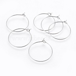 316 Surgical Stainless Steel Hoop Earring Findings, Wine Glass Charms Findings, Stainless Steel Color, 20 Gauge, 29.9x24.5x0.8mm(STAS-P221-01A-P)