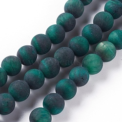 Natural Tiger Eye Beads Strands, Dyed & Heated , Frosted, Round, Green, 10mm, Hole: 1mm, about 38pcs/strand, 15.5 inch(39.5cm)(G-F616-01D-10mm)