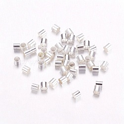 Brass Crimp Beads,Tube, Silver, 2x2mm, Hole: 1.5mm(KK-YW0001-23)