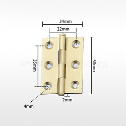 Brass Hinge, Wardrobe Door and Table Accessories, Light Gold, 50x34x1.4mm, Hole: 4mm(CABI-PW0001-163-E02)