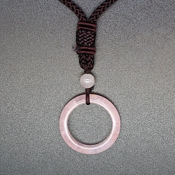 Natural Rose Quartz Pendant Necklaces, Ring, 19.69 inch(50cm)(PW-WG76159-06)