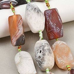Natural Weathered Agate Beads Strands, Dyed & Heated, Hexagon, Sandy Brown, 32~41x20~30x10~23mm, Hole: 3~4.5mm, about 8pcs/strand, 15.94''~16.14''(40.5~41cm)(GG-CBA8E33-B01-02)