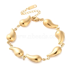 Stainless Steel Water Drop Link Chain Bracelets for Women, Real 18K Gold Plated, 7 inch(17.8cm)(BJEW-Z076-05G)