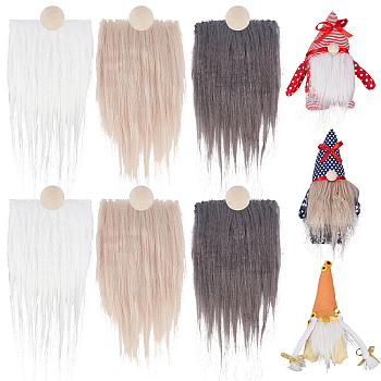 Artificial Wool Gnome Beard Costume Beard, Festive & Party Decoraions, with Wood Beads, Gray, 210~220x90x1.5mm, 15mm