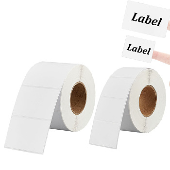 2 Rolls 2 Styles Rectangle Paper Thermal Printable Label Stickers, Self-Adhesive Thermal Printer Labels for UPC Barcode, White, 40~60x29~38mm, 1 roll/style